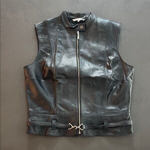 CAbi Black Leather Vest for Women